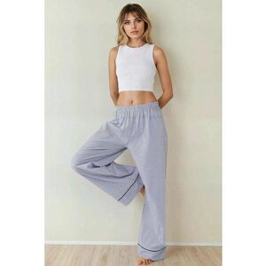 Pantaloni de pijama dama - bumbac - dungi - albastru - poliester imagine
