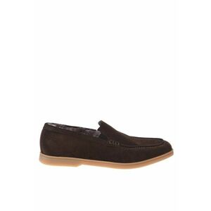 Pantofi loafer din piele intoarsa cu model uni - Maro imagine
