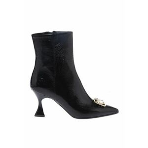 Botine din piele lacuita - Negru imagine