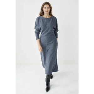 Rochie midi cu decolteu rotund - Gri carbune imagine