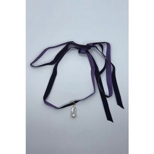 Colier ajustabil decorat cu pandantiv cu perla - Violet imagine