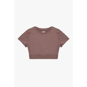 Tricou crop cu model uni - Maro inchis imagine