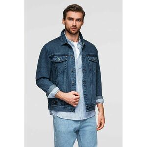 Jacheta din denim cu buzunare frontale - Albastru petrol imagine