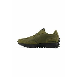 Pantofi sport cu garnituri din piele intoarsa si material textil - Kaki inchis imagine