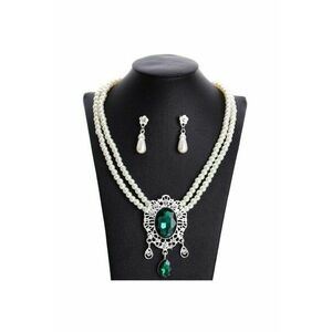 Set colier si cercei - argintiu - cu perle - Ottine C1 imagine
