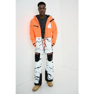 Jacheta cu gluga pentru snowboard Temper - Alb/Negru/Portocaliu neon imagine