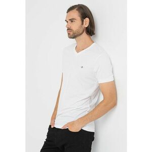 Tricou slim fit cu decolteu in V Shield - Alb optic imagine