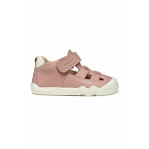 Pantofi de piele cu velcro si decupaje - Roz prafuit imagine