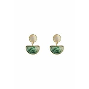 Cercei Clips elegant - retro - auriu - alb - verde - 3x2.1cm imagine