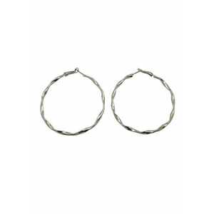 Cercei 80s twisted silver hoop - 6.5 cm - imagine