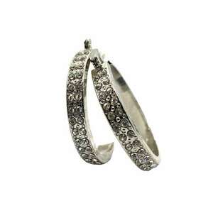 Cercei creole mici cu strasuri - 3.5 cm - imagine