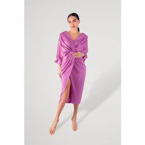 Rochie din satin cu aspect drapat - Roz deschis imagine