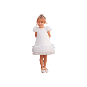 Rochie eleganta cu tul si fir auriu pentru fete - Alb imagine