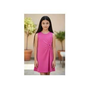 Rochie fete iDO din jerse elastic de bumbac fara maneci - unicolor - lungime deasupra genunchiului - Roz imagine