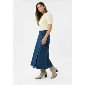 Fusta lunga evazata din denim - G-Avia - albastru inchis - Albastru inchis imagine
