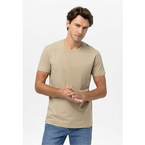 Tricou barbati din bumbac - T-Basic - Regular Fit - bej melange - Bej melange imagine
