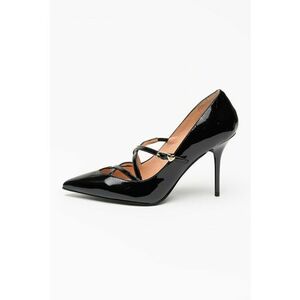 Pantofi din piele lacuita cu toc stiletto si barete Spill - Auriu/Negru imagine