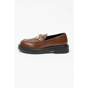 Pantofi loafer din piele cu detaliu metalic City - Auriu/Maro imagine