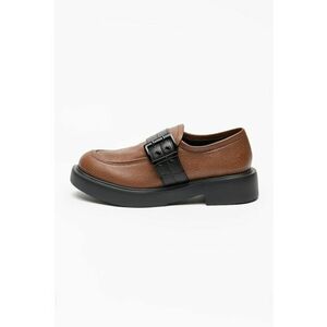 Pantofi loafer din piele cu catarama decorativa City - Negru/Maro imagine