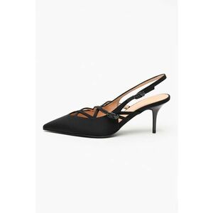 Pantofi slingback cu toc - varf ascutit si barete Spillo - Auriu/Negru imagine