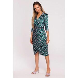 Rochie din satin imprimata cu maneci 3/4 - - Multicolor imagine