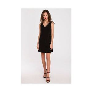 Rochie dama - Decolteu - Eleganta - Maneca lunga - Poliester/Bumbac - Negru imagine