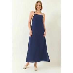 Rochie maxi - HiCCUP - fara bretele - crapatura laterala - bleumarin - poliester imagine