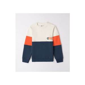 Bluza flausata cu imprimeu pentru baieti - 4.7703 - Alb/Portocaliu/Albastru imagine