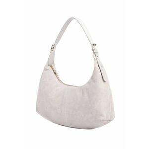 Geanta din piele intoarsa cu bareta umar ajustabila - Gri deschis - 21.5x31x8 imagine