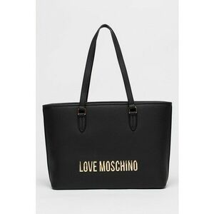 Geanta tote de piele ecologica cu logo metalic - Negru imagine