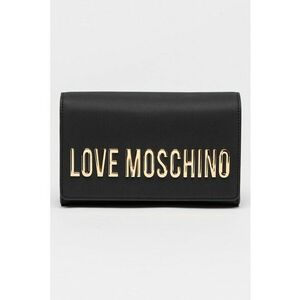 Geanta crossbody de piele ecologica cu bareta din lant si logo metalic - Negru imagine