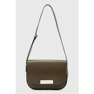 Geanta crossbody din piele cu bareta ajustabila - Maro inchis imagine