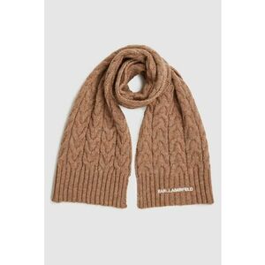 Fular din amestec de lana cu logo - Alb/Maro camel imagine