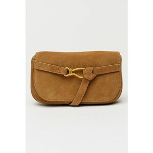 Geanta crossbody de piele intoarsa Klare - Maro camel imagine
