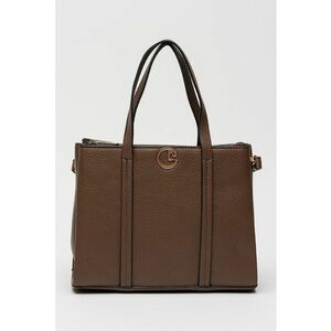 Geanta shopper de piele ecologica cu 3 compartimente - Maro inchis imagine