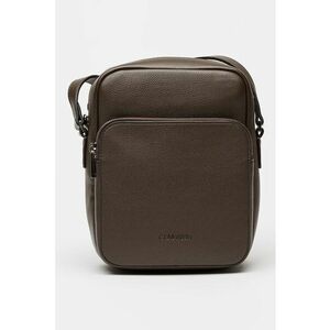 Geanta crossbody micro din piele ecologica cu buzunar frontal cu fermoar - Maro inchis imagine