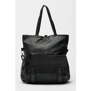 Rucsac cu aspect granulat si buzunar cu clapa - Negru imagine