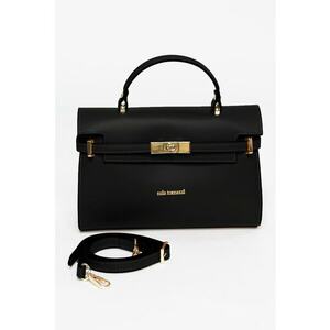 Geanta crossbody de piele cu maner - Negru imagine