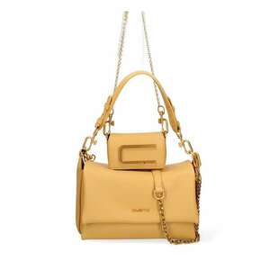 Set de geanta de piele ecologica cu bareta de uamr si geanta crossbody Floriana Prime - Galben mustar imagine