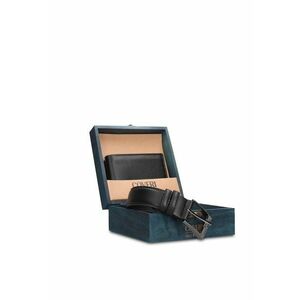 Set de portofel de piele si curea Erewhon - 2 piese - Negru imagine