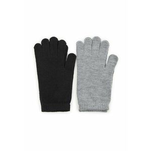 Set de manusi cu model uni - 2 perechi - Negru/Gri melange imagine