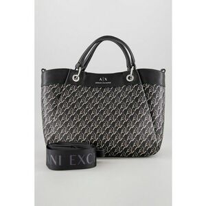 Geanta shopper din piele ecologica cu imprimeu logo - Negru/Verde pal imagine