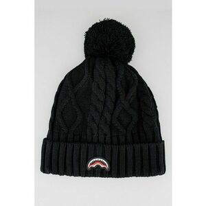 Caciula unisex cu model torsade si ciucure - Negru imagine