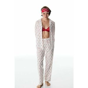 Pijama din amestec de bumbac cu model - Rosu/Alb imagine