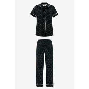 Pijama din bumbac cu buline - Negru imagine