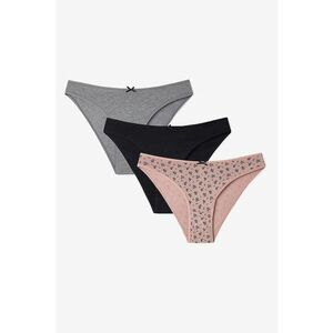 Set de chiloti brazilieni - 3 perechi - Negru/Roz somon/Gri melange imagine