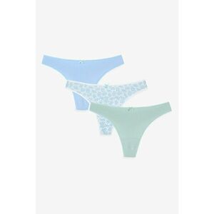 Set de chiloti tanga cu aplicatie cu funda - 3 perechi - Verde pal/Albastru deschis imagine