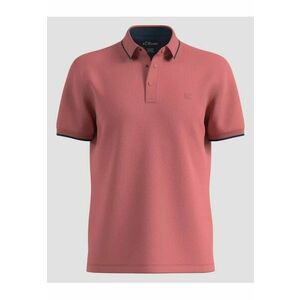 Tricou polo din amestec de bumbac cu detalii contrastante - Roz prafuit imagine
