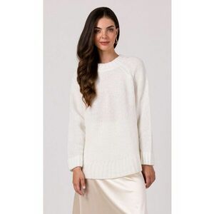 Pulover de dama - BK105 - oversize - Uni - Alb - cu maneci de tip liliac - pentru zile mai imagine