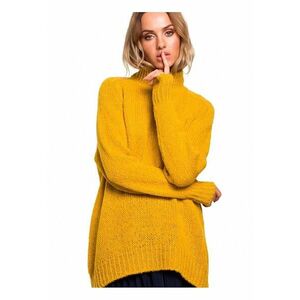 Pulover dama - galben - asimetric - cu decolteu inalt - poliacril/poliester imagine